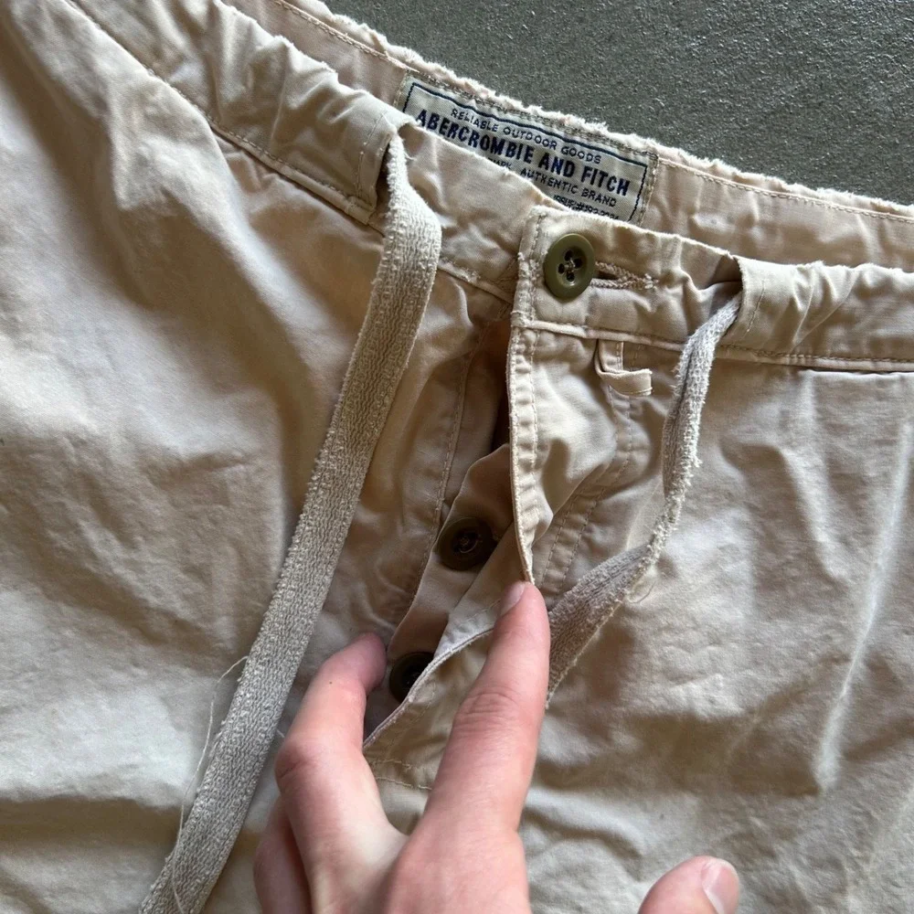 Vintage Abercrombie & Fitch Cargo Shorts Mens Medium Tan Drawstring Y2K Utility